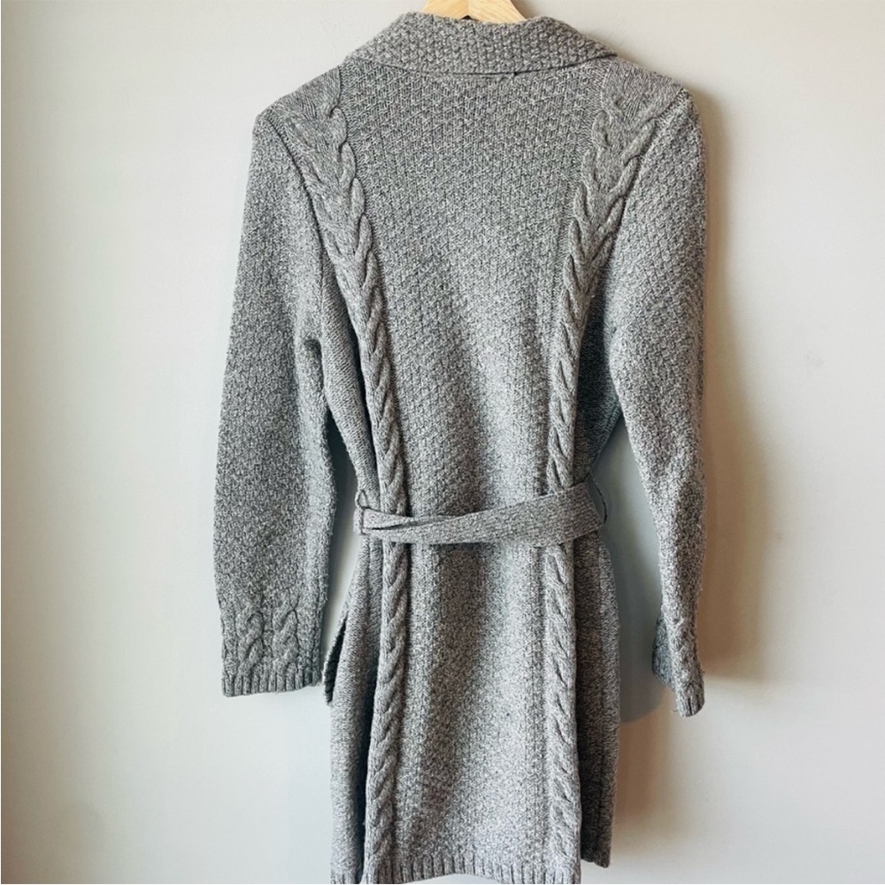 Pendleton Gray Belted Cable Knit Sweater Rare - image 8